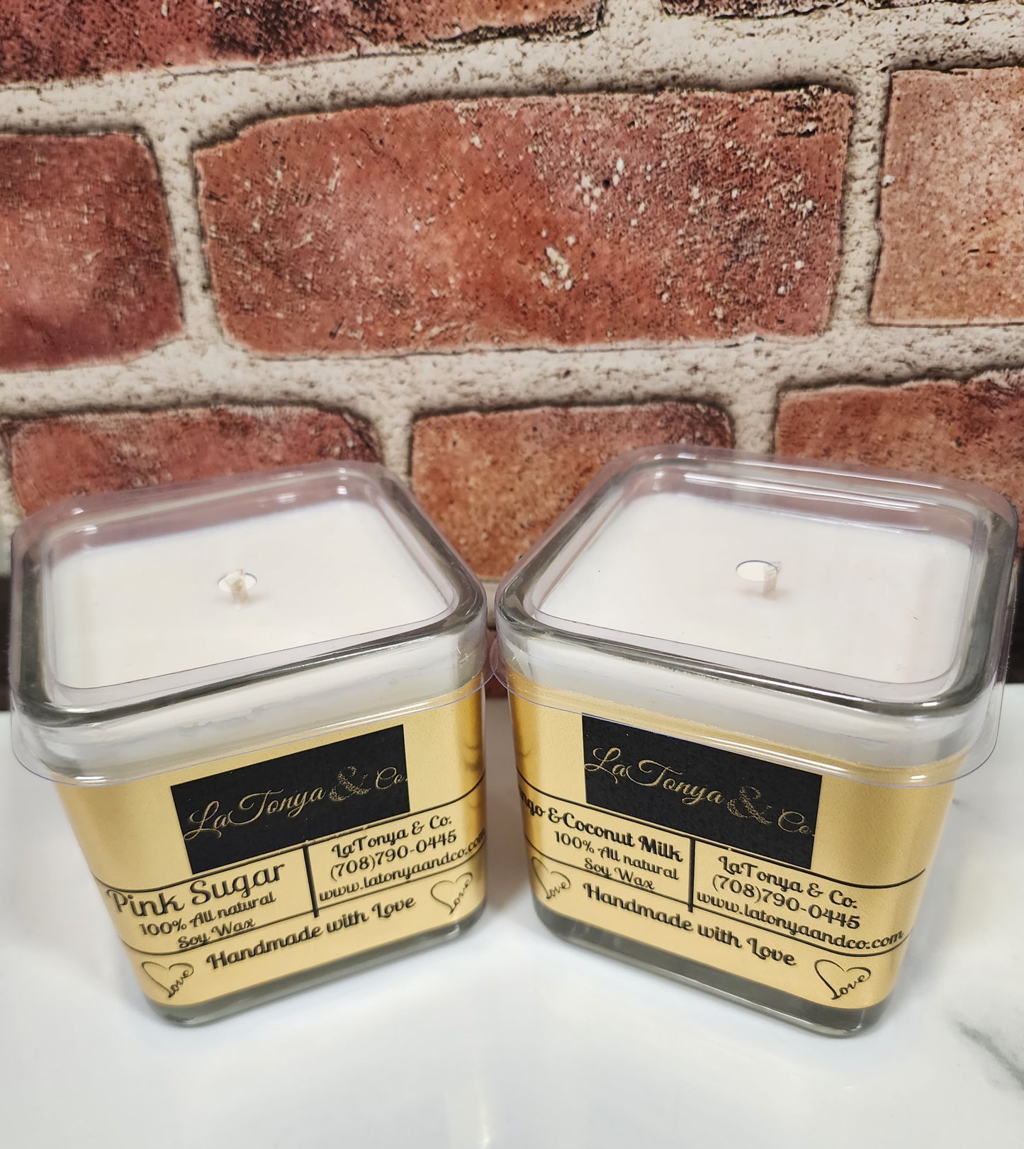 Square Candle Jar with Clear Plastic Lid 15oz. - LaTonya and Co.